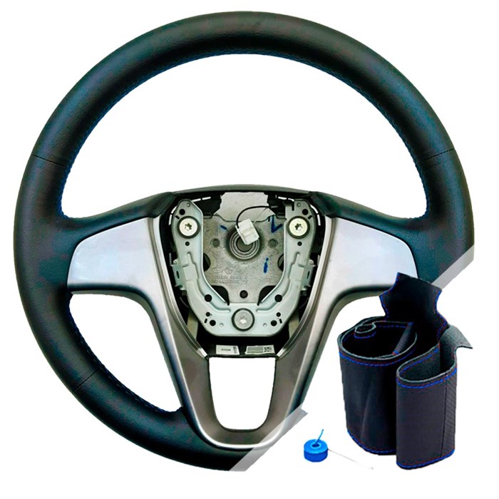 оплетка на руль solaris с синей нитью - фото